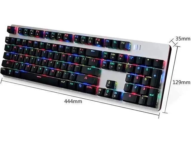 Alt view image 2 of 6 - Computer Keyboards Wired Gaming Keyboard, Mechanical Keypad, USB Interface, 13 Colors Cool Backlight Effect, for Home Office PC Game White