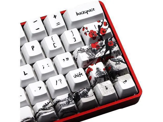 Alt view image 6 of 7 - 71 Keys Plum Blossom Keycap Set 71 Key Layout PBT Five-Sided Sublimation Keycaps for Mechanical Keyboards Gaming Keypads