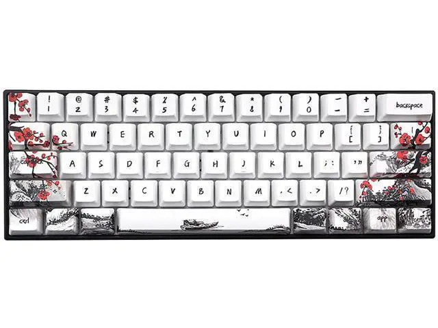 Alt view image 7 of 7 - 71 Keys Plum Blossom Keycap Set 71 Key Layout PBT Five-Sided Sublimation Keycaps for Mechanical Keyboards Gaming Keypads