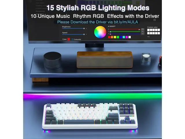 Alt view image 5 of 7 - Vszerda Wireless Keyboard and Mouse Combo, F87 Mechanical Keyboard+SC580 Wireless Gaming Mouse Black