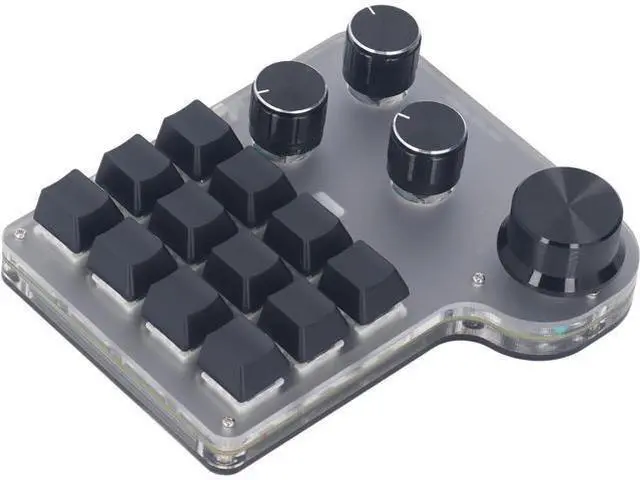 Main image of Customized Industrial Console Mechanical Keypad 12 Keys with 4 Mechanized Control Rotary Buttons Support Keyboard Programming Macros and Software Green Shaft with RGB Light