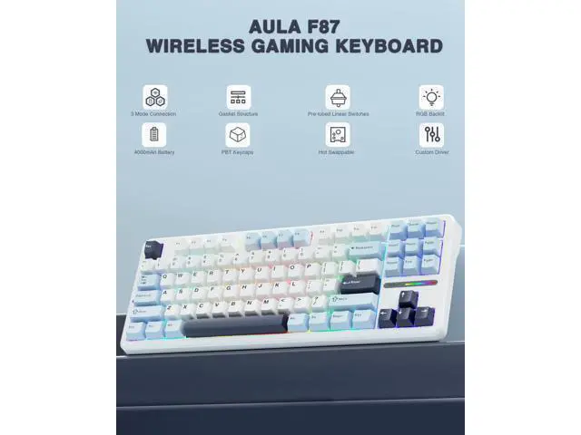Alt view image 3 of 7 - Vszerda Wireless Keyboard and Mouse Combo,F87 Mechanical Keyboard+SC580 Wireless Gaming Mouse Black