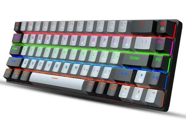 Alt view image 5 of 7 - Gaming Mechanical Keyboard Luminous Blue Switch Backlit Type-C 68-Key Keypad for Computer Keyboards 60% New 68-Key Luminous Keyboard Electronic, Black
