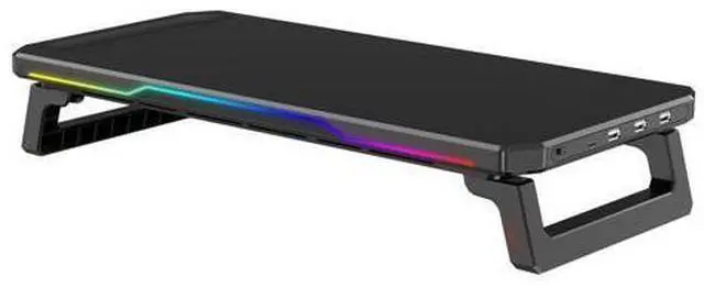 Main image of Wireless charging RGB computer stand HUB with two height settings for display elevation, height-increasing stand for ergonomically designed laptops, no assembly required.
