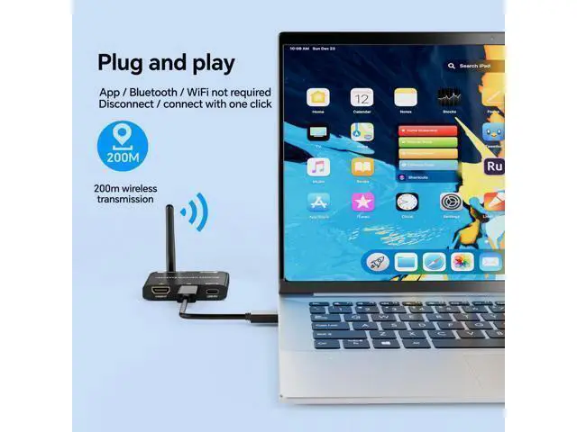 Alt view image 4 of 7 - Vszerda 200M/650Ft Wireless HDMI Transmitter and Receiver 1080P@60Hz with KVM,Local Loop-Out,2.5/5GHz,Wireless HDMI Extender for Video Audio to Large Screen TV/Projector/Monitor from Laptop/PC/Camera