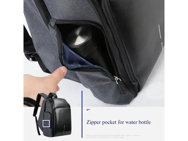 Alt view image 7 of 7 - Bopai 851-010128 Business Anti-theft Waterproof Large Capacity Double Shoulder Bag,with USB Charging Port, Size: 34x19x43cm (Black)