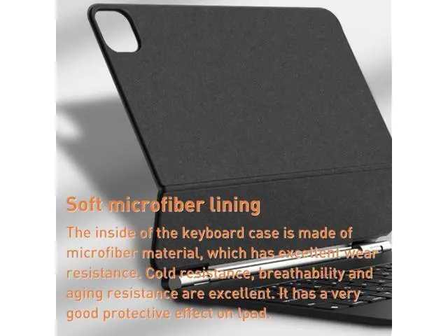 Alt view image 6 of 7 - T89 Magic Suspended Bluetooth Keyboard Leather Case For iPad Pro 12.9 2022 / 2021 / 2020 / 2018(Black)