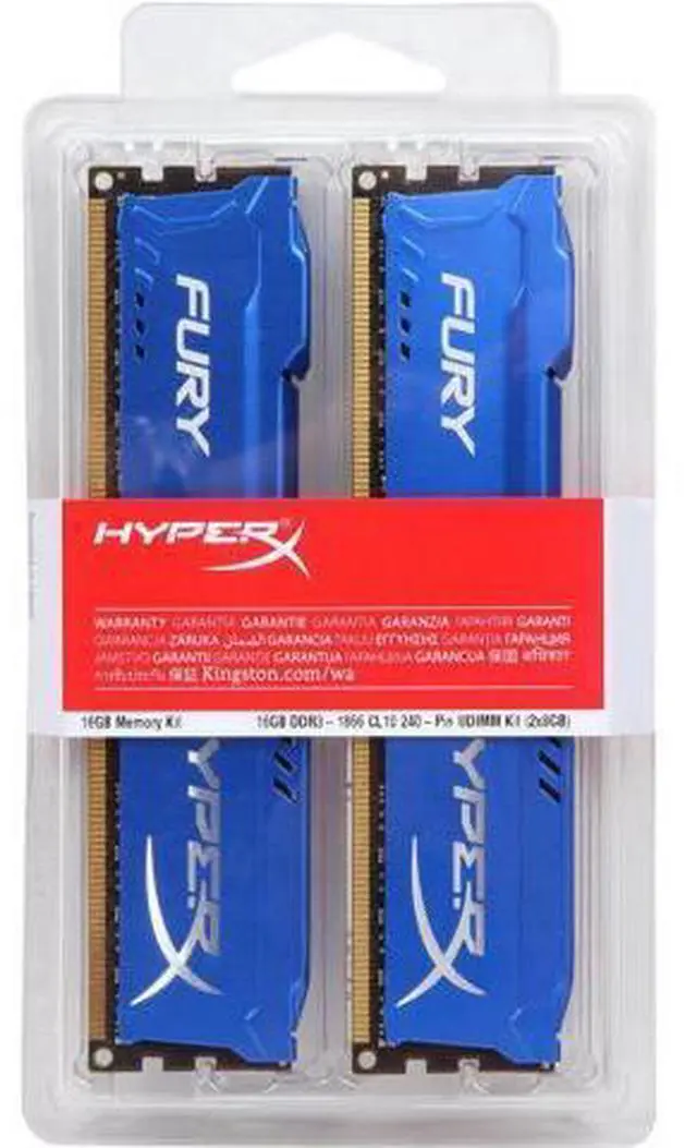 Alt view image 3 of 3 - HyperX FURY 16GB (2 x 8GB) DDR3 1866 (PC3 14900) Desktop Memory Model HX318C10FK2/16