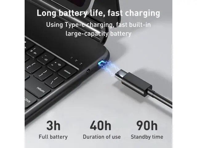 Alt view image 7 of 7 - T89 Magic Suspended Bluetooth Keyboard Leather Case For iPad Pro 12.9 2022 / 2021 / 2020 / 2018(Black)