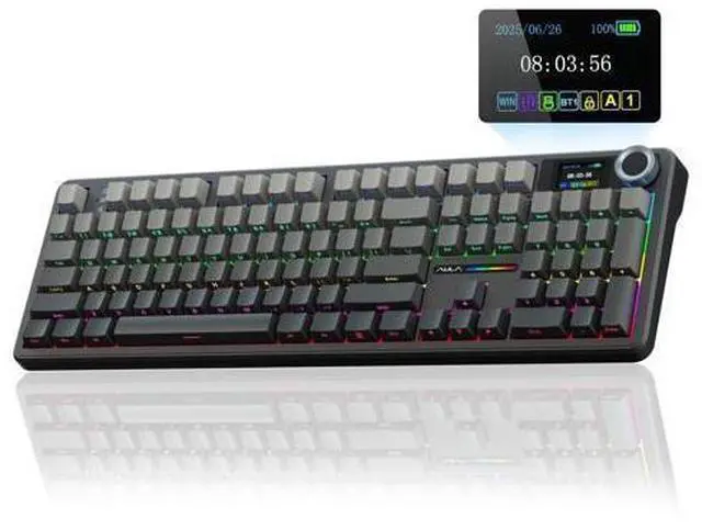 Main image of Vszerda F108 PRO - Wireless Mechanical Keyboard with Screen & Knob,Full Size Keyboard with 8000mAh Battery,Pre-lubed Switches,Side Printed PBT Keycaps,RGB Backlit Hot Swappable Custom Gaming Keyboards