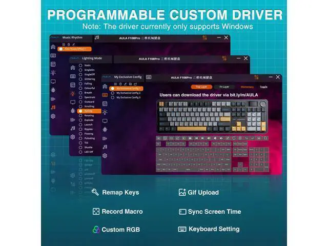 Alt view image 7 of 7 - Vszerda F108 PRO - Wireless Mechanical Keyboard with Screen & Knob,Full Size Keyboard with 8000mAh Battery,Pre-lubed Switches,Side Printed PBT Keycaps,RGB Backlit Hot Swappable Custom Gaming Keyboards