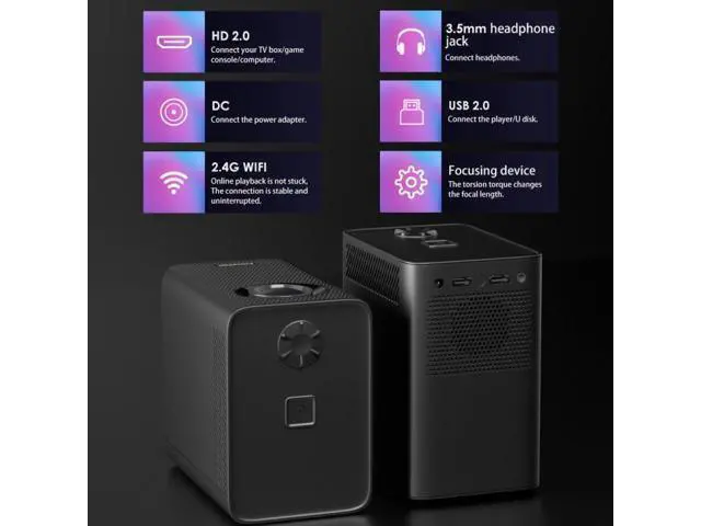 Alt view image 7 of 7 - S30 Android System HD Portable WiFi Mobile Projector, Plug Type:UK Plug UK Plug (Black)