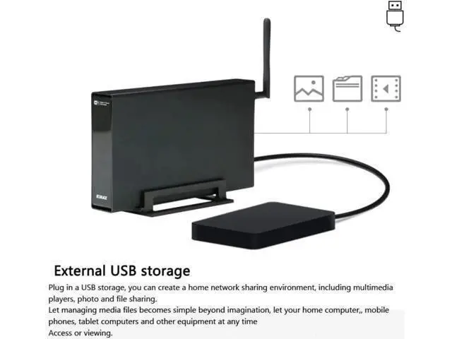 Alt view image 6 of 7 - U35WF 6TB 3.5 inch Mobile Multi-Function Hard Disk Box WiFi Wireless NAS Private Cloud Storage Office Home (Hard Drives not Included)