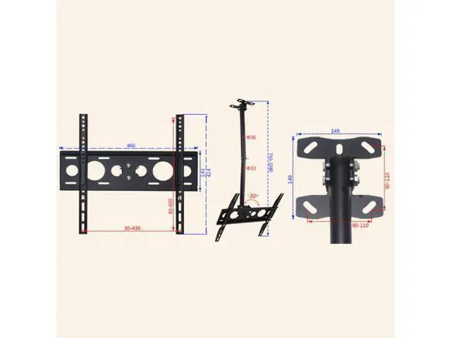Alt view image 6 of 7 - 32-65 inch Universal Height & Angle Adjustable Single Screen TV Wall-mounted Ceiling Dual-use Bracket, Retractable Range: 0.5-2m