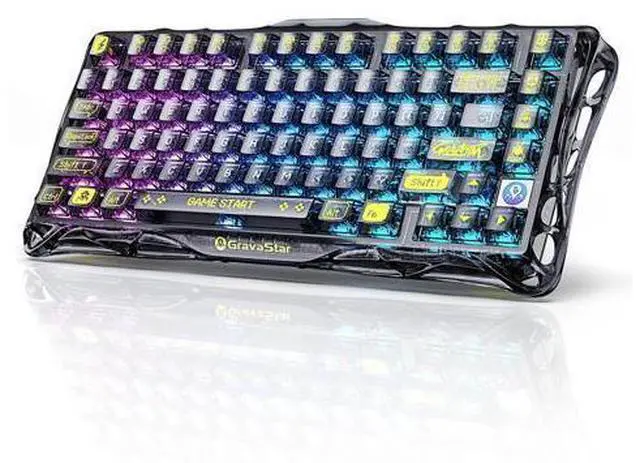 Main image of Vszerda Mercury K1 Lite 75% Gaming Keyboard, 2.4GHz/BT/Wired Tri-Mode Wireless Keyboard, Gasket Hot Swappable Mechanical Keyboard, Pre-lubed Linear Switches, RGB Backlit (Transparent Black)