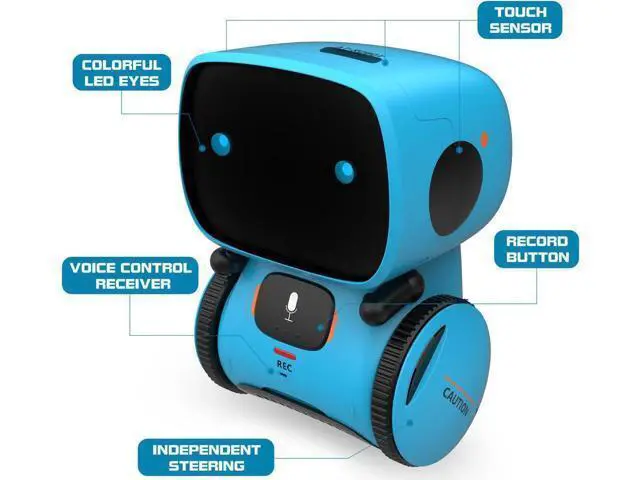 Alt view image 4 of 6 - Robot Toy for Kids, Interactive Voice Touch Controlled Smart Robotics with Singing, Dancing, Speech Recognition and Voice Recording, Idea Gift Toy for Babies Toddlers Children Kids - Blue