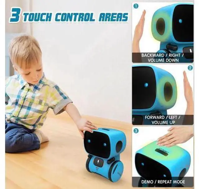 Alt view image 6 of 6 - Robot Toy for Kids, Interactive Voice Touch Controlled Smart Robotics with Singing, Dancing, Speech Recognition and Voice Recording, Idea Gift Toy for Babies Toddlers Children Kids - Blue