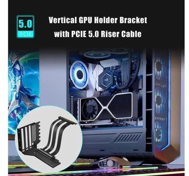 Alt view image 2 of 7 - wusu 3-Slot GPU Support Bracket with 150mm PCIe 5.0 Riser Cable for GPU Vertical Mount, Compatible with RTX5090 RTX4090 RX9070 RX7900, PC Cases with Open PCI 7/8-slot Design