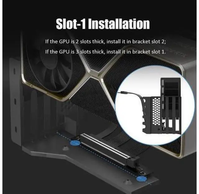 Alt view image 5 of 7 - wusu 3-Slot GPU Support Bracket with 150mm PCIe 5.0 Riser Cable for GPU Vertical Mount, Compatible with RTX5090 RTX4090 RX9070 RX7900, PC Cases with Open PCI 7/8-slot Design