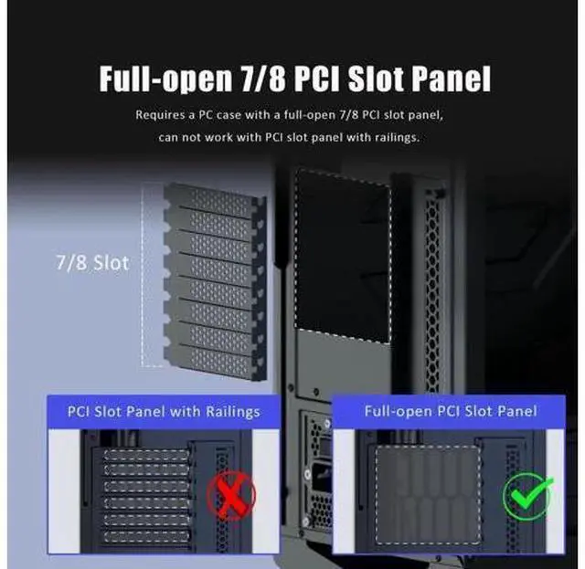 Alt view image 3 of 7 - wusu 3-Slot GPU Support Bracket with 150mm PCIe 5.0 Riser Cable for GPU Vertical Mount, Compatible with RTX5090 RTX4090 RX9070 RX7900, PC Cases with Open PCI 7/8-slot Design