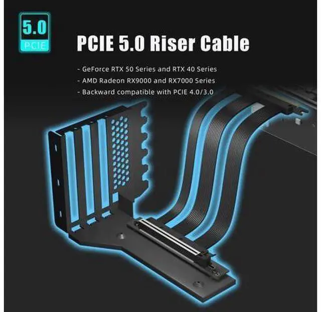 Alt view image 6 of 7 - wusu 3-Slot GPU Support Bracket with 150mm PCIe 5.0 Riser Cable for GPU Vertical Mount, Compatible with RTX5090 RTX4090 RX9070 RX7900, PC Cases with Open PCI 7/8-slot Design