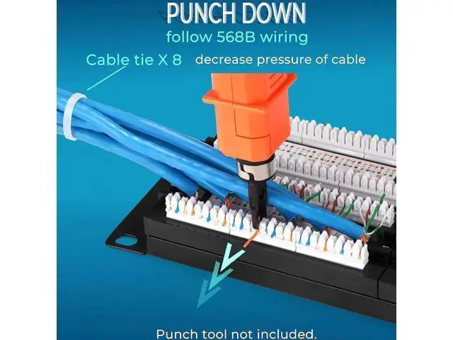Alt view image 2 of 7 - Rapink Patch Panel 48 Port Cat6 10G Support, Network Patch Panel UTP 19-Inch, Wallmount or Rackmount 1U Ethernet Patch Panel Punch Down Block for Cat6, Cat5e, Cat5 Cabling
