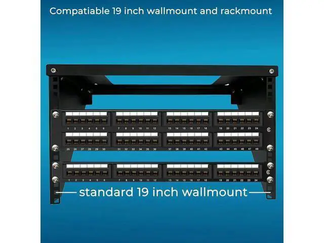 Alt view image 3 of 7 - Rapink Patch Panel 48 Port Cat6 10G Support, Network Patch Panel UTP 19-Inch, Wallmount or Rackmount 1U Ethernet Patch Panel Punch Down Block for Cat6, Cat5e, Cat5 Cabling