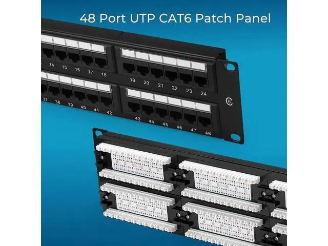 Alt view image 5 of 7 - Rapink Patch Panel 48 Port Cat6 10G Support, Network Patch Panel UTP 19-Inch, Wallmount or Rackmount 1U Ethernet Patch Panel Punch Down Block for Cat6, Cat5e, Cat5 Cabling