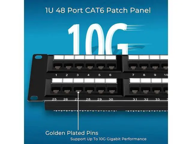 Alt view image 6 of 7 - Rapink Patch Panel 48 Port Cat6 10G Support, Network Patch Panel UTP 19-Inch, Wallmount or Rackmount 1U Ethernet Patch Panel Punch Down Block for Cat6, Cat5e, Cat5 Cabling