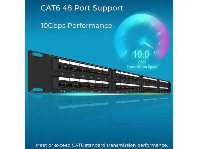 Alt view image 7 of 7 - Rapink Patch Panel 48 Port Cat6 10G Support, Network Patch Panel UTP 19-Inch, Wallmount or Rackmount 1U Ethernet Patch Panel Punch Down Block for Cat6, Cat5e, Cat5 Cabling