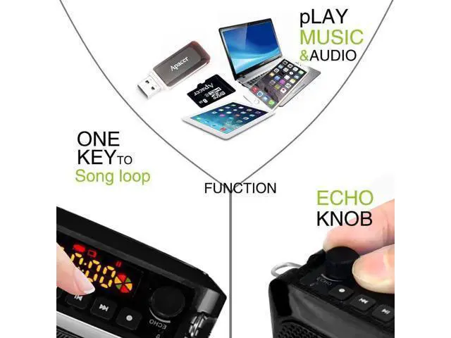 Alt view image 2 of 6 - Bluetooth Voice Amplifier with Microphone Wireless Headset 25W Loudly Personal H sfree Portable Microphone with Speaker Echo Amp Small Pa Systerm for Teachers Classroom Coaches ect