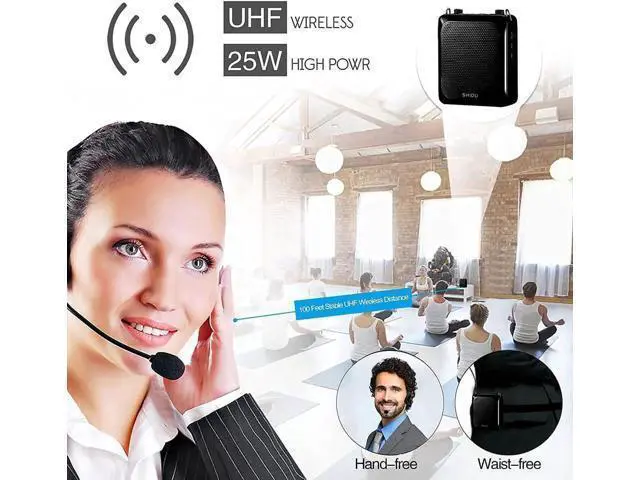 Alt view image 6 of 6 - Bluetooth Voice Amplifier with Microphone Wireless Headset 25W Loudly Personal H sfree Portable Microphone with Speaker Echo Amp Small Pa Systerm for Teachers Classroom Coaches ect