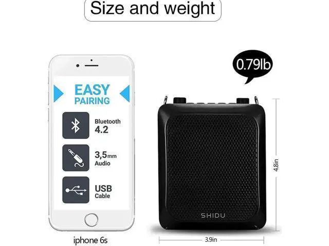 Alt view image 4 of 6 - Bluetooth Voice Amplifier with Microphone Wireless Headset 25W Loudly Personal H sfree Portable Microphone with Speaker Echo Amp Small Pa Systerm for Teachers Classroom Coaches ect