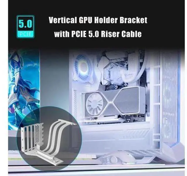 Alt view image 6 of 7 - wusu 2-Slot GPU Support Bracket with 200mm PCIe 5.0 Riser Cable for GPU Vertical Mount, Compatible with RTX5090 RTX4090 RX9070 RX7900, PC Cases with Open PCI 7/8-slot Design