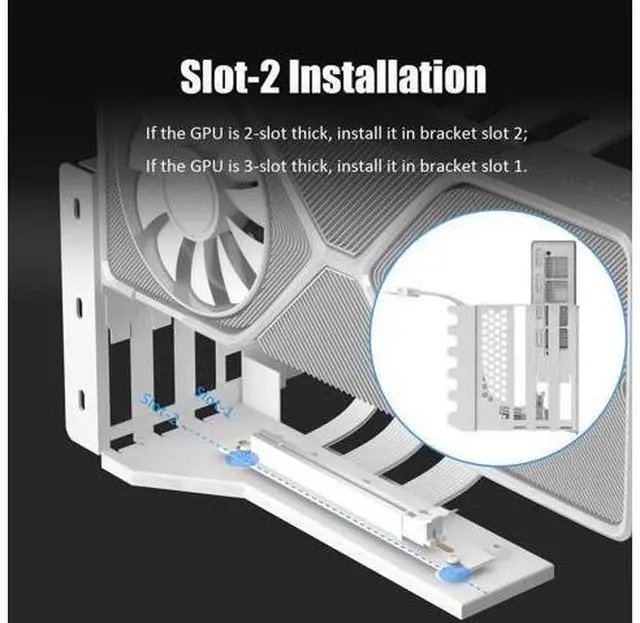 Alt view image 7 of 7 - wusu 2-Slot GPU Support Bracket with 200mm PCIe 5.0 Riser Cable for GPU Vertical Mount, Compatible with RTX5090 RTX4090 RX9070 RX7900, PC Cases with Open PCI 7/8-slot Design