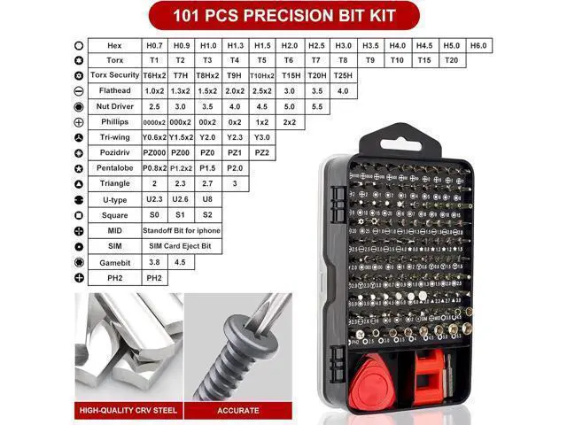 Alt view image 7 of 7 - STREBITO Precision Screwdriver Set 124-Piece Electronics Tool Kit with 101 Bits Magnetic Screwdriver Set for Computer, Laptop, Cell Phone, PC, MacBook, iPhone, PS4, PS5, Xbox Repair