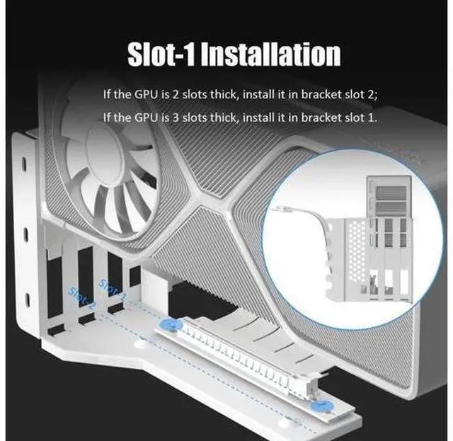 Alt view image 6 of 7 - wusu 3-Slot GPU Support Bracket with 150mm PCIe 5.0 Riser Cable for GPU Vertical Mount, Compatible with RTX5090 RTX4090 RX9070 RX7900, PC Cases with Open PCI 7/8-slot Design