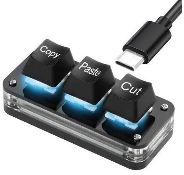 Main image of Mini 3-Key Cut Copy Paste Keyboard Programmable Keypads with LED Light Mechanical Hot Swap Macro Keyboard for Working and Gaming