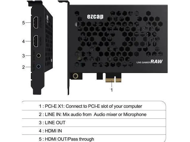 Alt view image 2 of 5 - wusu 4K HDMI Internal PCI-E Video Capture Card for Live Streaming, PC Gaming, and Sound Mixing - Compatible with Windows, Mac, PS4, Xbox, and Switch