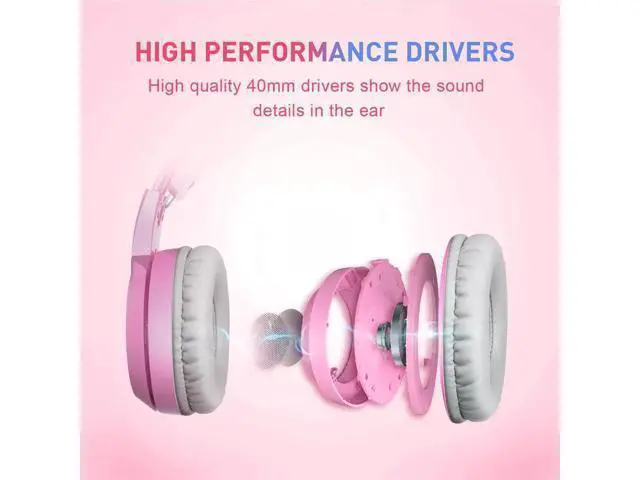 Alt view image 4 of 7 - wusu G951 Pink Lovely Cat Shape Noise Cancelling Girl Gaming Headphones, Virtual 7.1 Surround Sound Effect Headset with SVE Vibration and Cute LED Light Pattern For PS4 PC Laptop Games