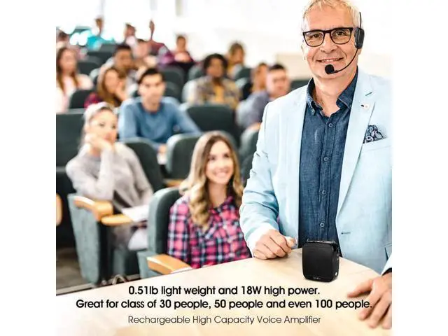 Alt view image 3 of 6 - Wireless Portable Voice Amplifier with UHF Headset Microphone 15W Rechargeable Portable Mini PA Systerm Loudspeaker Speaker for Teachers Fitness In Standructors Yoga Tour Guides