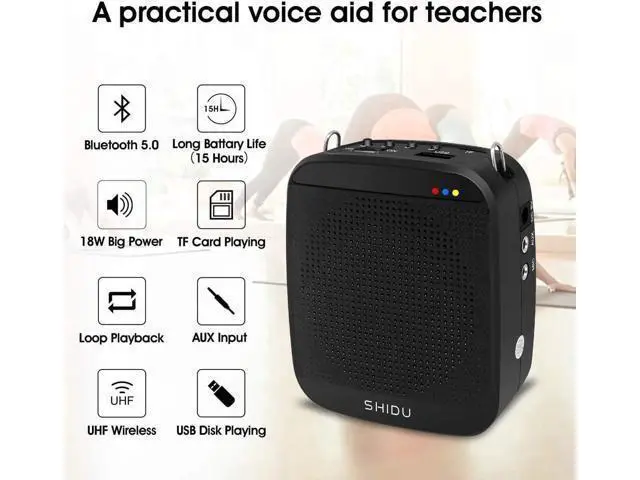 Alt view image 4 of 6 - Wireless Portable Voice Amplifier with UHF Headset Microphone 15W Rechargeable Portable Mini PA Systerm Loudspeaker Speaker for Teachers Fitness In Standructors Yoga Tour Guides
