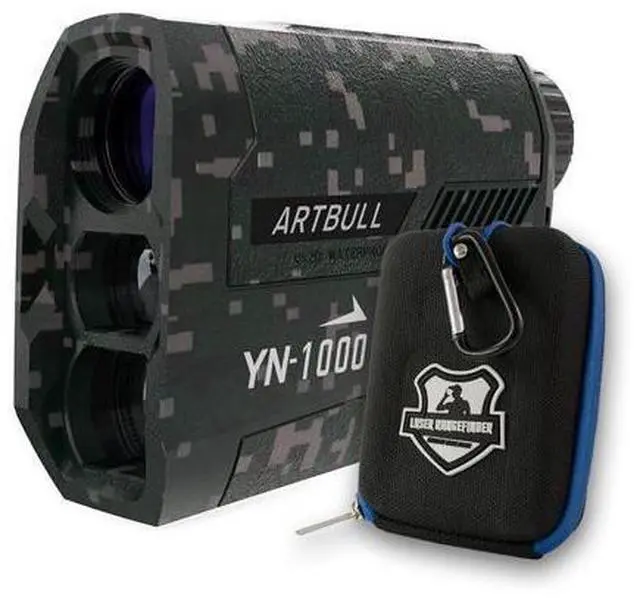Main image of YN-1000 camouflage laser rangefinder with telescopic sight for hunting and outdoor height measurement, angle measurement and distance measurement up to 1000 meters.