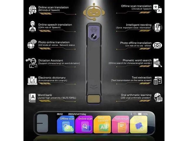 Alt view image 5 of 7 - wusu New Pen GPT, AI Smart Pen - Instant AI Answers for Math, History & More | Offline Translation (60+ Languages), Camera, Bluetooth, Music & File Storage