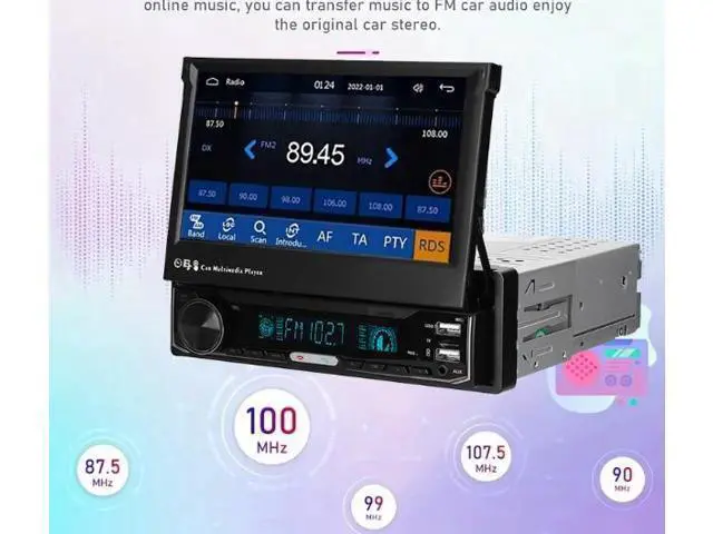 Alt view image 3 of 6 - Single-spindle vehicle-mounted automatic telescopic 7-inch Bluetooth wireless Carplay vehicle audio-visual multimedia vehicle MP5 reversing device,7106Carplay