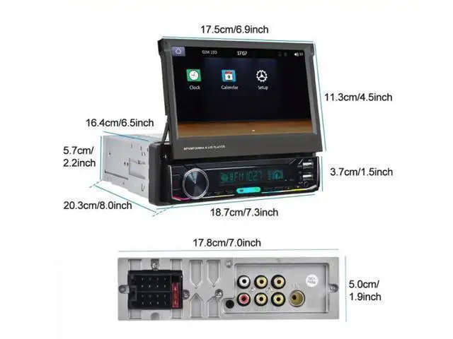 Alt view image 6 of 6 - Single-spindle vehicle-mounted automatic telescopic 7-inch Bluetooth wireless Carplay vehicle audio-visual multimedia vehicle MP5 reversing device,7106Carplay