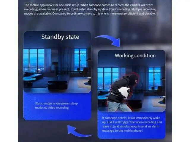 Alt view image 4 of 5 - Wireless, plug-free, home-use camera for remote monitoring of mobile phones without internet connection. High-definition recording. Intelligent camera head with 128G memory.