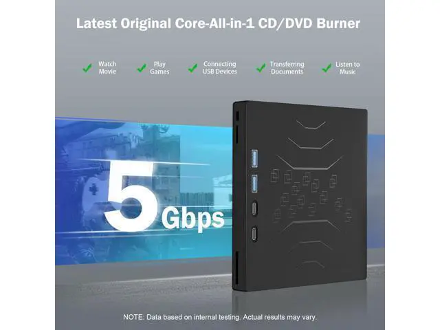 Alt view image 5 of 7 - 7 in 1 External DVD Drive, External CD/DVD Drive for Laptop USB 3.0 & Type-C, Portable CD/DVD +/-RW Disk Drive, CD/DVD Burner CD ROM External Drive for Laptop Desktop PC Windows 10/11 XP Mac Linux