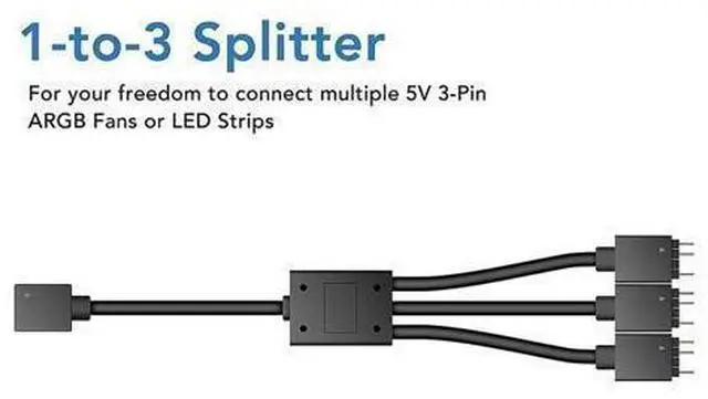Main image of 5V/3pin ADD-RGB to 12V/4PIN Adapter with 3-Way Splitter 5V ARGB to 12V RGB Converter Sync with Motherboard-AB01