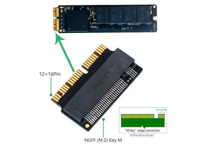 Alt view image 4 of 5 - 12+16 Pin M.2 NVME SSD Convert Adapter NVME/AHCI SSD Upgraded Kit For MacBook Air Pro 2013-2017 A1465 A1466 A1398 A1502